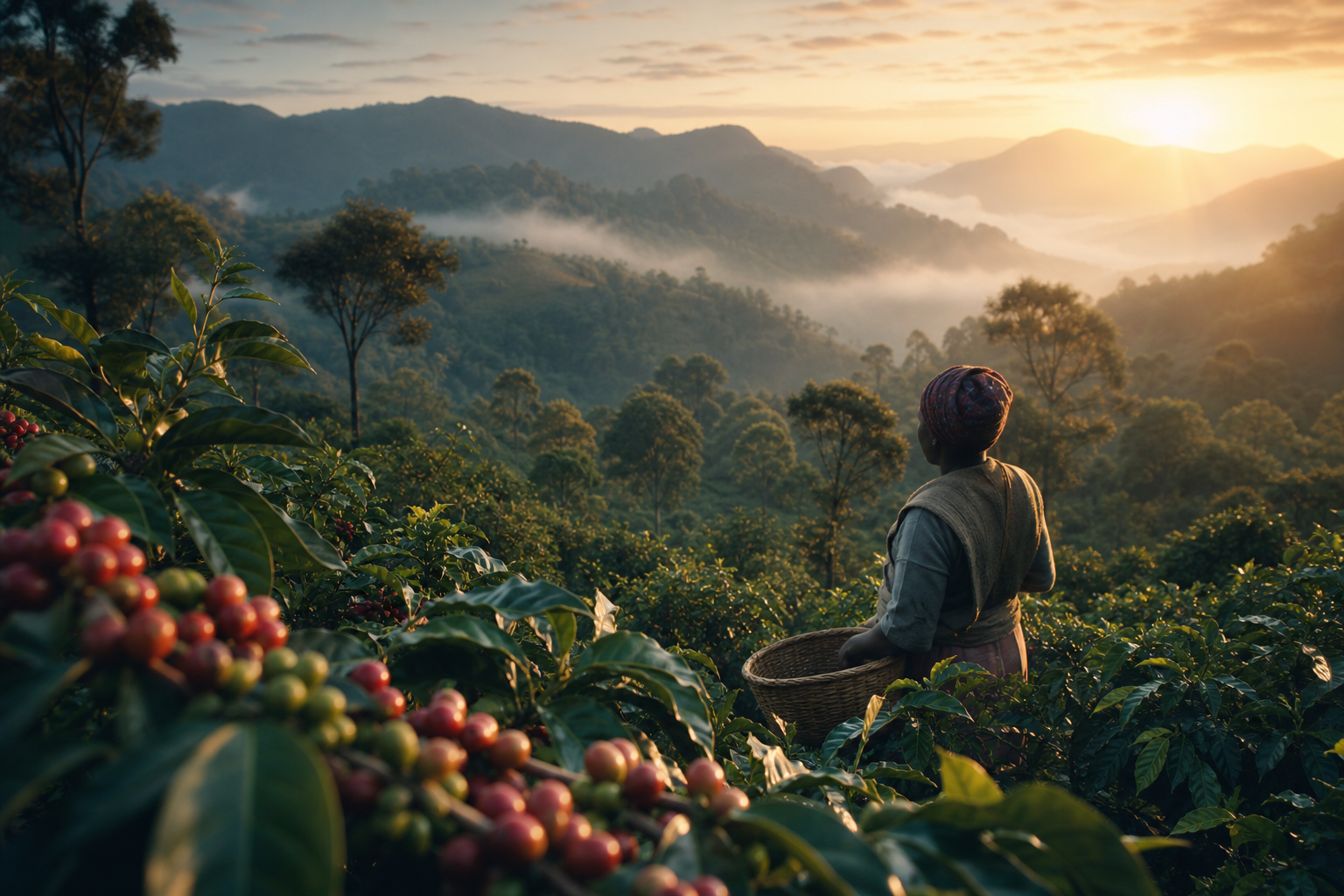 Coffee origin farms and landscapes